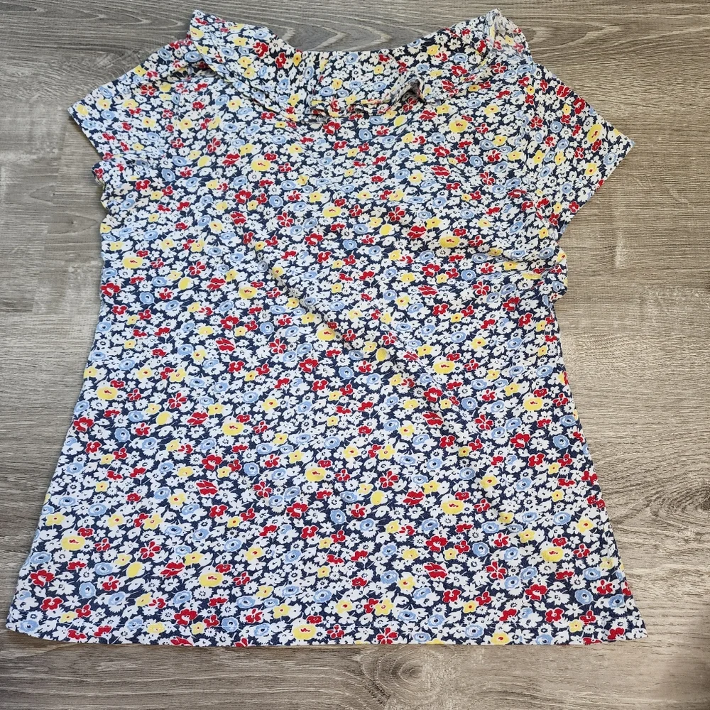LAUREN By RALPH LAUREN Floral Sleeveless V Neck Ruffle Neck Top - Picture 9 of 11